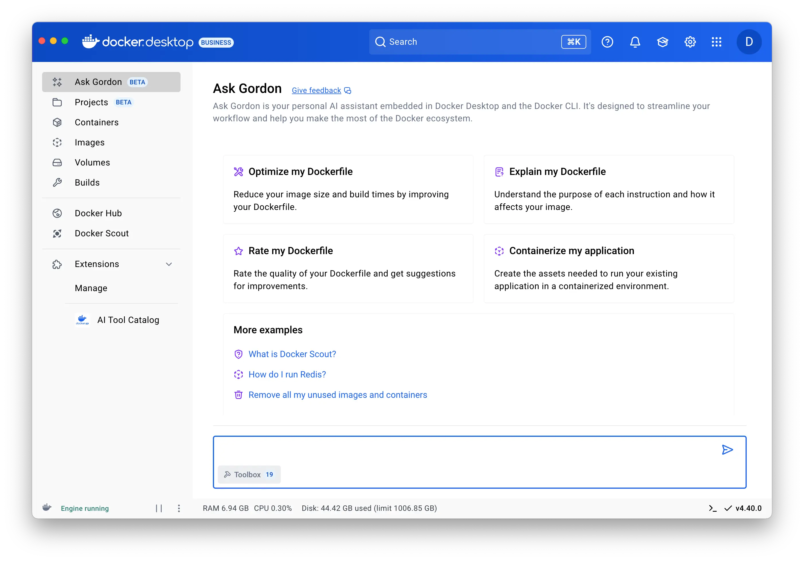 Gordon page with the toolbox button